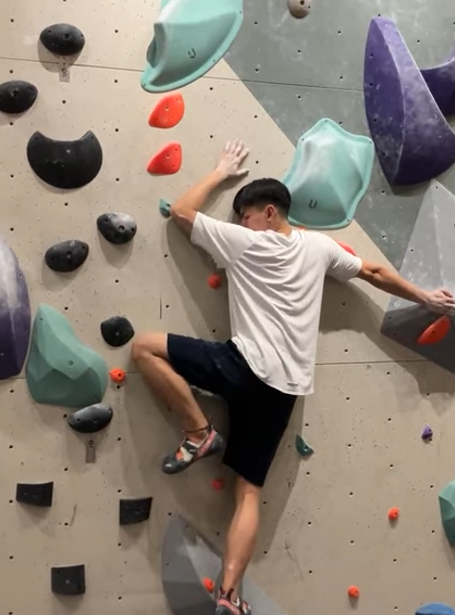 Me trying to shift my climbing mindset by attempting harder routes and counting small wins
